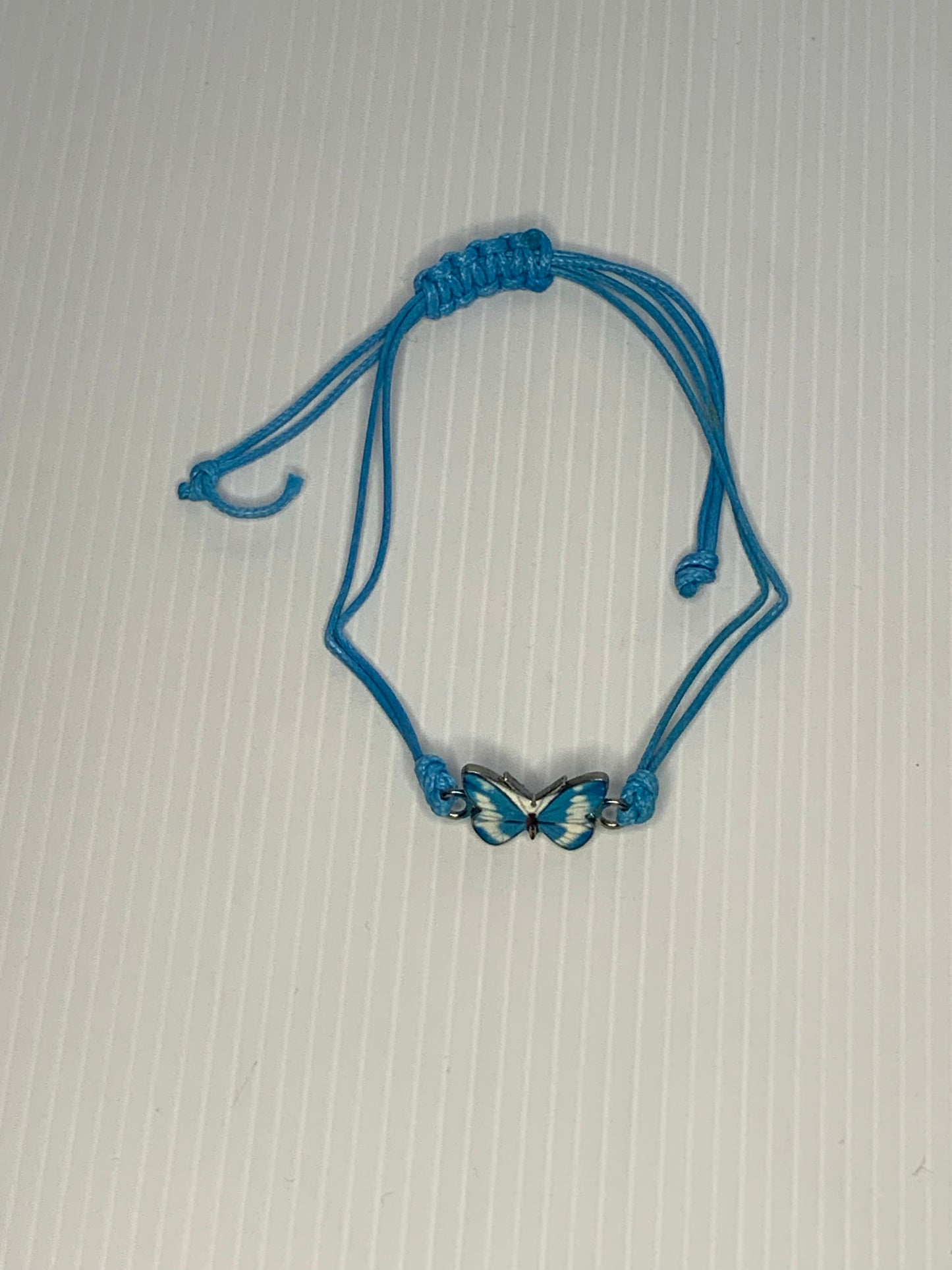 Adjustable Cord Bracelet with Butterfly Charm - Assorted Colours