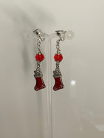 Red Crystal Christmas Stocking Charm Dangle Earrings Pierced and  Clip-On avail