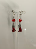 Red Crystal Christmas Stocking Charm Dangle Earrings Pierced and  Clip-On avail