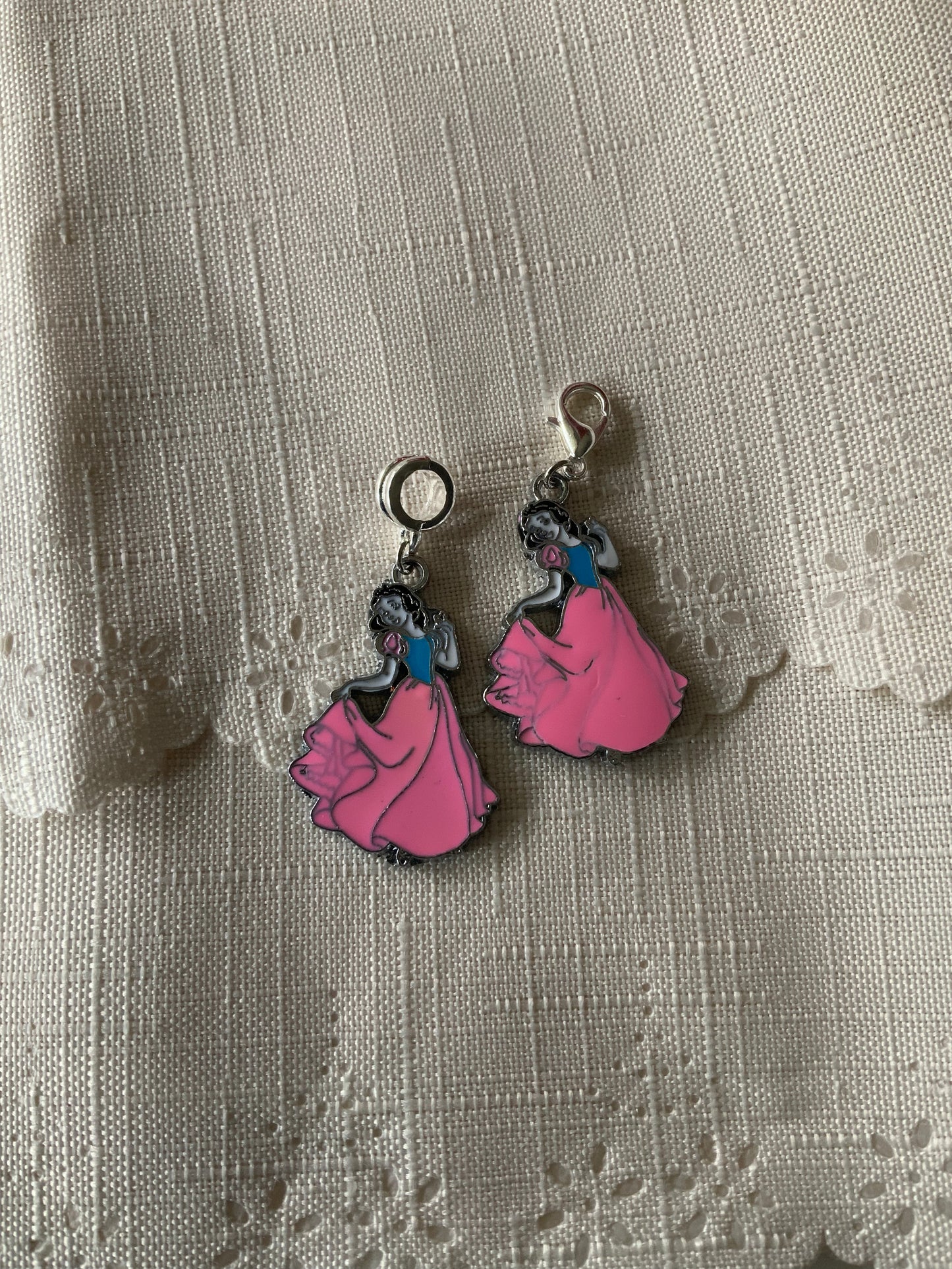 Princess Charm Clip-On European Bail  Bag Dangle Zipper Pull Key ring Charm