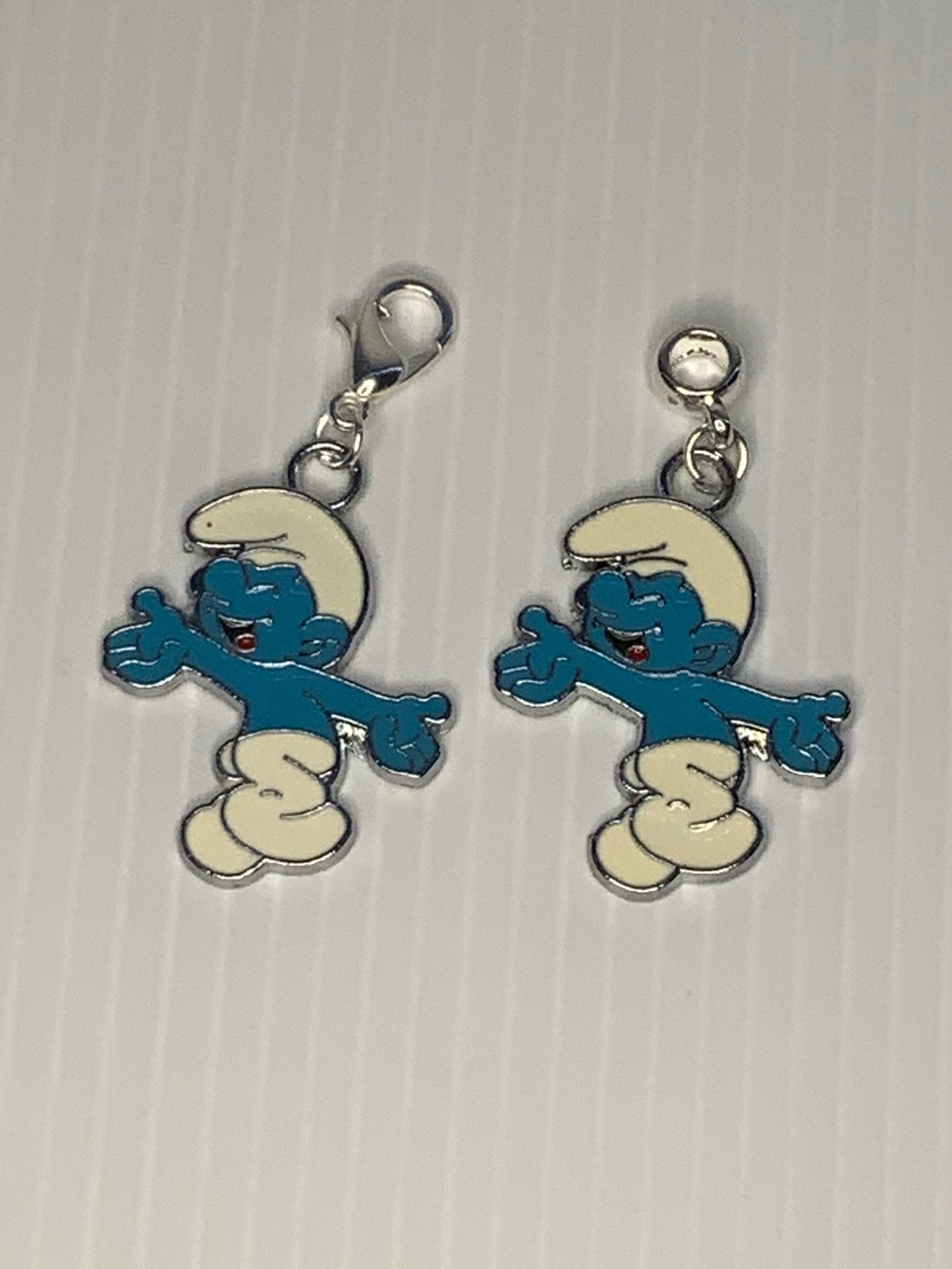 Clumsy Smurf  Charm Clip-On, European, KeyRing, Zipper Pull, Handbag Dangle,Bracelet