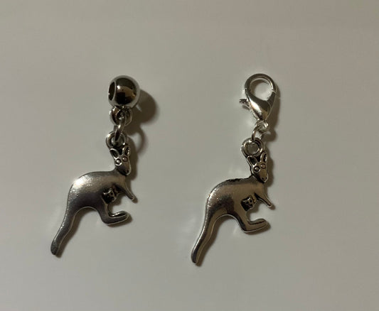 Handbag Dangle, Bracelet Charm, Zipper Pull, Charm Kangaroo Clip-On or Bail