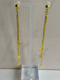 Long Chain Gold Plate Star Dangle Earrings Pierced - Stud & Clear Bullet Closure