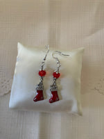 Red Crystal Christmas Stocking Charm Dangle Earrings Pierced and  Clip-On avail