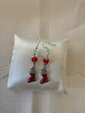 Red Crystal Christmas Stocking Charm Dangle Earrings Pierced and  Clip-On avail