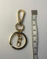 Gold Tone Lever Hook Key Ring with Large Split Ring and Link Chain