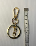 Gold Tone Lever Hook Key Ring with Large Split Ring and Link Chain