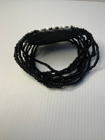 Multi Strand Black & White Focal Pendant Wrist Band Stretchy Bracelet