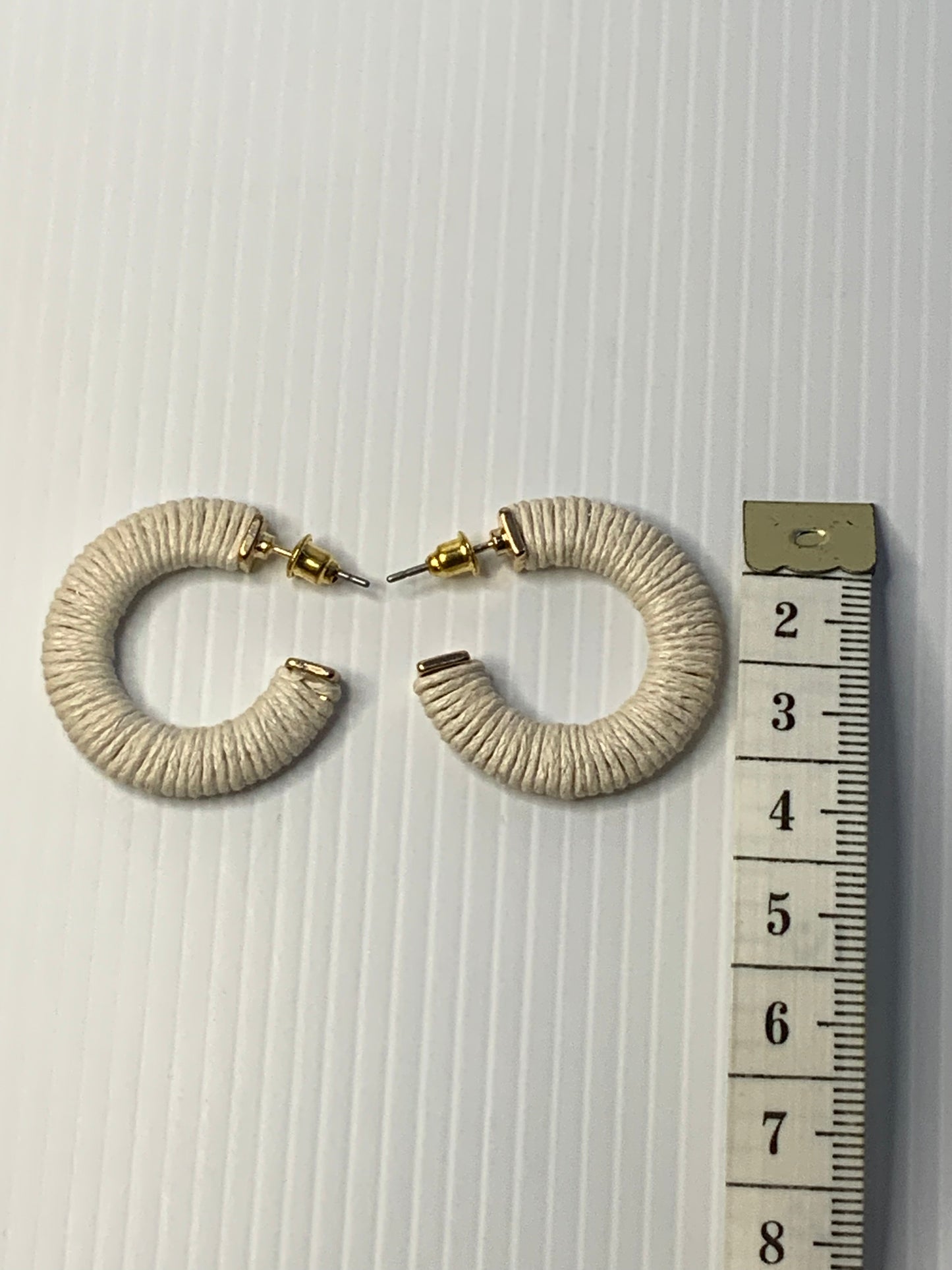 Cotton Weaved Open end Hoop Earrings Gold Plated Pierced Stud