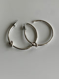 Large Hoop Earrings Silver Plate Plain Smooth Simple Knot Feature - Pierced Post