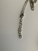 Half Moon Pendant Necklace Epoxy with Cloud Flakes Pendant on Fine Link Chain