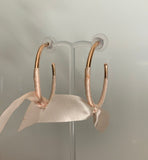 Large Open Ended Gold Plated Hoop with Very Pale Pink Ribbon Bow Dangle Earrings