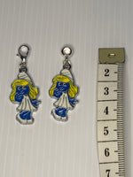 Smurfette Style 1  Charm Clip-On, European, KeyRing, Zipper Pull, Handbag Dangle,Bracelet