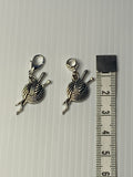 Knitting Needles and Yarn Charm, Handbag Dangle, Zipper Pull, Key ring, Bracelet