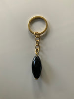 Keyring Gold Plated Split Ring  Assortment Oval Crystal Beads mixed colours