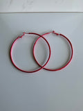 Huge Hoop Dangle Hot Pink Earrings Pierced - Extra extra Large Hoop Lever back