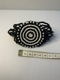Multi Strand Black & White Focal Pendant Wrist Band Stretchy Bracelet