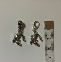 Handbag Dangle, Zipper Pull, Charm Crocodile Silver tone Clip-On or Bail