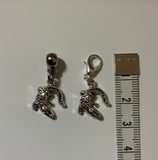 Handbag Dangle, Zipper Pull, Charm Crocodile Silver tone Clip-On or Bail