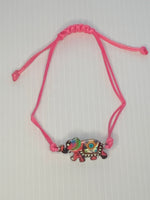 Adjustable Cord Bracelet with Elephant Charm - Assorted Colours