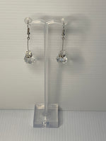 Long Crystal Clear Drop Dangle Earrings Pierced Hook Silver Plate Shiny Sparkle