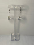 Long Crystal Clear Drop Dangle Earrings Pierced Hook Silver Plate Shiny Sparkle