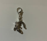 Handbag Dangle, Zipper Pull, Charm Crocodile Silver tone Clip-On or Bail