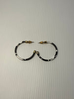 Large size Enamel Open Hoop Dangle Earrings Black & White -Pierced Earrings