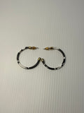 Large size Enamel Open Hoop Dangle Earrings Black & White -Pierced Earrings